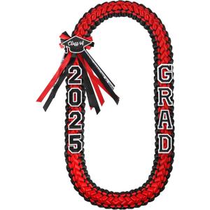 Hedeey Graduation Leis 2025 Graduation Ribbon Leis Necklace Handmade Double Braided Ribbon Garland Graduation Gift Party Accessories for Women Men (Red)
