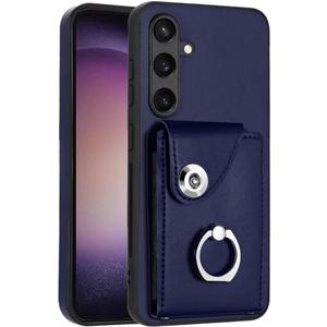 Case for Samsung Galaxy A17 5G Wallet Case with Card Holder PU Leather with Ring Kickstand Durable Magnetic Clasp Shockproof Cover for Samsung Galaxy A17 5G Blue YBK