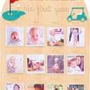 His First Year Golf Photo Board - Hole in One Party Photo Decorations,1st Birthday Photo Wood Board, Golf Prince 1 to 12 Months Photos Display,Golf Themed Monthly Milestone Photos Sign