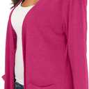 TownCat Cardigans for Women Loose Casual Long Sleeved Open Front Breathable Cardigans with Pocket (Rosered, M)