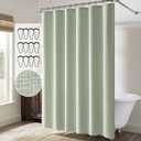 MIULEE Stall Linen Spring Shower Curtain with 12 Metal Hooks Small Heavy Duty Washable Fabric Curtain Set Waterproof Narrow Thick Cloth Shower Curtains for Bathroom Hotel, W72*L72, Light Sage Green