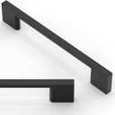 10 Pack Matte Black Cabinet Pulls 5 Inch(128mm) Kitchen Cabinet Handles Solid Zinc Alloy Cabinet Hardware Drawer Pulls (5" Hole Center)
