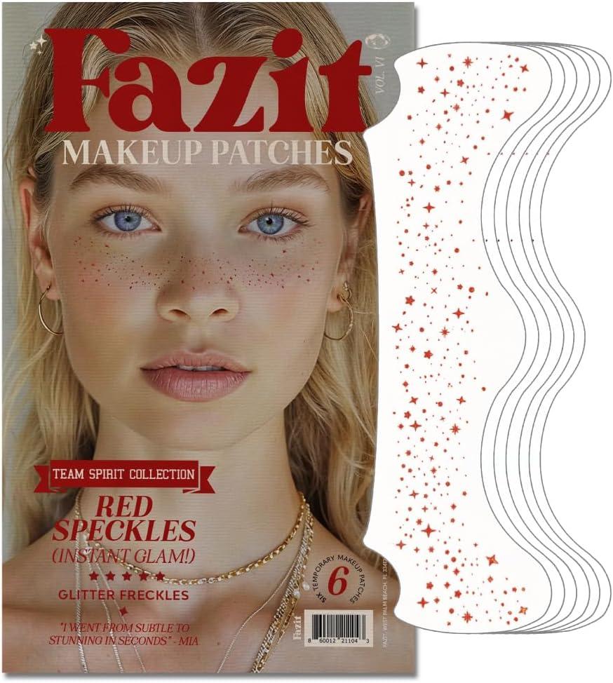 Fazit Makeup Patches - Red Speckles - Glow Up Make-Up Patches - Cute Glitter Makeup Accessories for Women - Cosmetic Glitter for Face