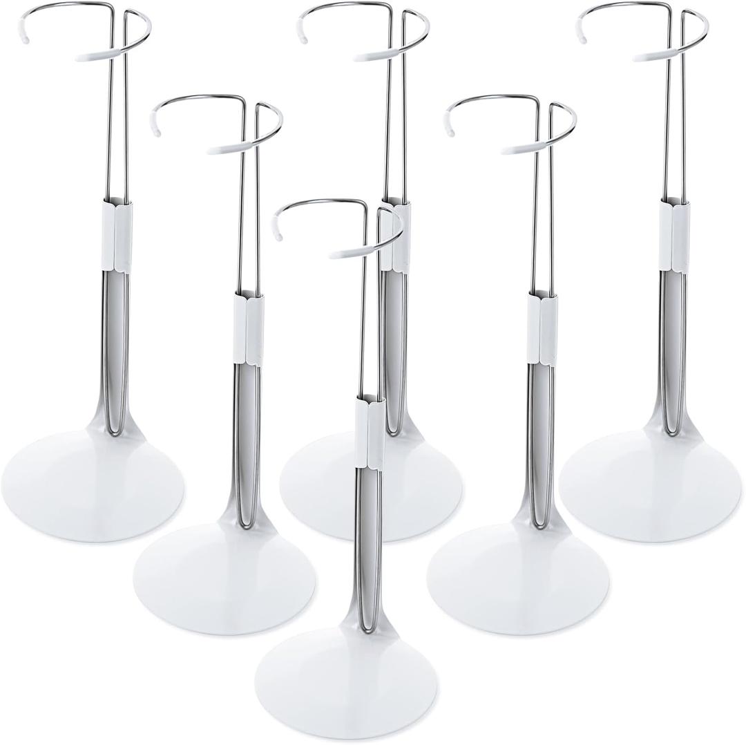 Yaocom 6 Pcs Adjustable Doll Stands for 12 Inch to 18 Inch Dolls Display Stand with Expandable Waist Wire Action Figure Display(White)
