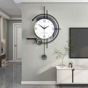 Modern Wall Clock Large Minimalist Decorative Wall Clocks Creativity Silent Non Ticking Pendulum Clocks with Storage Rack Art Decor Quartz Clock for Living Room Bedroom Kitchen Office (Small)