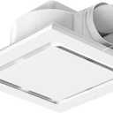 Bathroom Exhaust Fan with Light 12in Panel,3000K/4500K/6000K 12W Square LED,141CFM,1Sones,110V 45W Quiet Bathroom Ventilation Exhaust Fan for Shower/Restroom/Office/Home (12INCH CHANGE LIGHT)