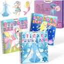 PERRYHOME 3PCS Sticker by Number Paint Books for Girls Ages 4-8, Unicorn Mermaid Frozen Themes Sticker Activity Books, Girls Crafts Party Birthday Gifts Toys