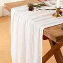 White Cheesecloth Table Runner, 120 Inch 10 FT Boho Rustic Cheesecloth Gauze, Cheese Cloth Runner for Wedding Spring Easter Baby Bridal Shower Party Decoration