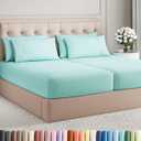 Split King 7 Piece Sheet Set - Comfy, Breathable & Cooling - Soft Hotel Luxury Bedding for Women, Men, Kids, Teens and Children - 1 Flat & 2 Fitted Sheets & 4 Pillowcases with Deep Pockets - Spa Blue