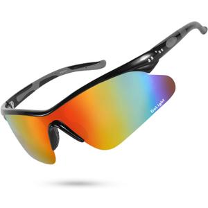 GoLight Polarized Wraparound Sports Sunglasses for Men & Women – UV400, Anti-Glare, Lightweight Frame with Metal Hinges