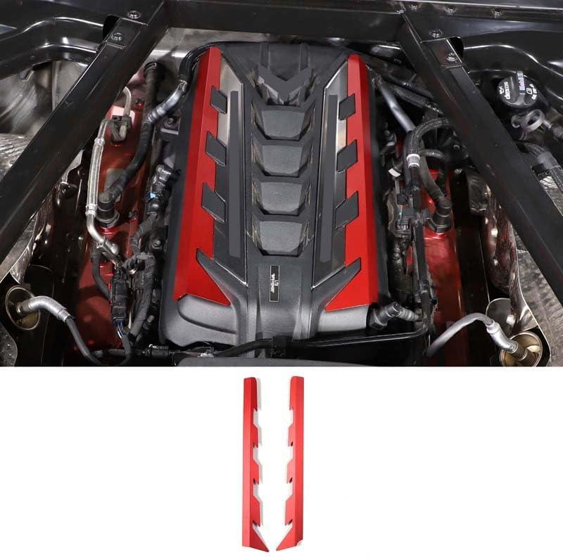 Engine Cover Trim Compatible with Corvette C8 2020-2025 Engine Bay Protection Panel Cover Trim Accessories Covers Left and Right Edges (Red Color)