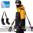Mellbree Ski Strap, Skis and Poles Carrier for Easy Transportation of Your Clipstick Skiing Accessory/Pole/Skimate/Boot, Skier Gift Adjustable Size Comfortable Walking to and From the Mountain