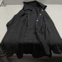 Aoysky Womens Oversized T Shirts Button Down Long Sleeve Shirt V Neck Collar Loose Flowy Blouse (XX-Large, Black)