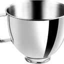 5 Quart Stainless Steel Mixer Bowl Compatible with KitchenAid 4.5 & 5 QT Tilt-Head Stand Mixers, Durable KitchenAid Replacement Bowl, Mixer Accessories for Baking & Cooking