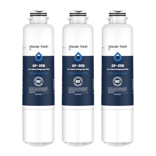 GLACIER FRESH DA29-00020B Refrigerator Water Filter Compatible with Samsung DA29-00020A/B, DA29-00020B-1, HAF-CIN/EXP, 46-9101, RF4267HARS For French Door Fridge Kitchen (3 PACK)