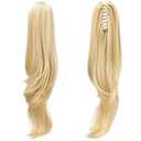 Ponytail Extension,Hair Extension Ponytail 20" Long Claw Hair Extension Synthetic Wavy Straight Hairpieces Ponytail Clip in Ponytail Wig Daily Fluffy Pony Tail for Women(Light Honey Blonde)