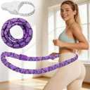 3 lbs Soft Spring Hula Hoop, Weighted Hoops for Adults, Foldable and Portable Hula with Body Tape Measure, Loss Fitness Hoop (Purple)