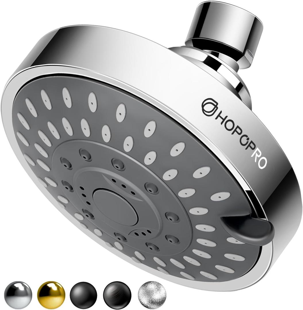 HOPOPRO 5-Mode Shower Head - The Washington Post, NBC News, Today TV Show Recommended - High Flow Fixed Showerheads (4 Inch Chrome)