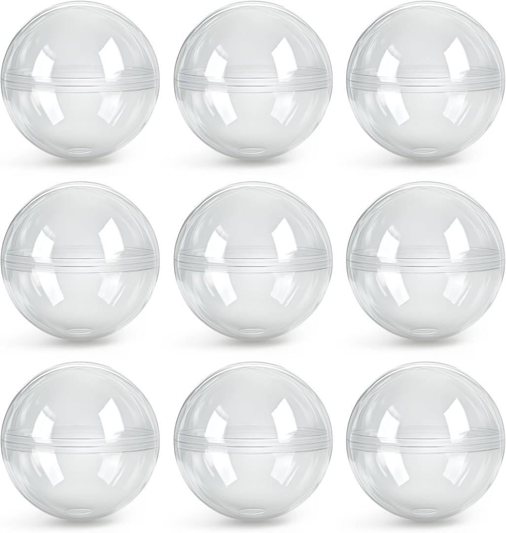 Entervending Vending Machine Capsules - 2.95" Empty Plastic Capsules - 14 Pcs Toy Capsule - Translucent Round Large Easter Eggs - Bath Bombs Molds - Party Favors Pinata Stuffers DIY Craft Supplies