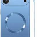 for iPhone Case,Luxury Magnetic Metal Gloss Matte Ultra Thin Frameless,Compatible with Magsafe Slim Hard PC Protection Shockproof Phone Case (iPhone 17 Pro Max,Blue)