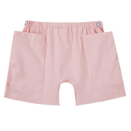 WEEOATAR Women Ostomy Pants Patient Underwear Incontinence Care Shorts,2 Side Pockets to Store Urine Bags Easy to Use,Fistula Pants for Nephrostomy,Suprapubic and Biliary Catheters(Pink,L)