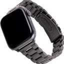 WITHit Designer Band Compatible with Apple Watch, Secure, Adjustable, Apple Watch Replacement Band, Fits Most Wrists, 44/45/46/49mm (Ultra 1-3) & 42mm (Series 1-3 Only), Black/Stainless Steel