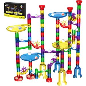 Magicfly Marble Run Set, 127 Pcs Marble Race Track for Kids with Glass Marbles, Upgrade Marble Works Set