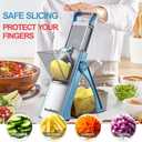 SupMaKin Upgrade Safe Mandoline Slicer Plus, Vegetable Chopper, Potato Slicer, Food Slicer Onion Chopper, Fry Cutter, Veggie Salad Dicer Kitchen Chopping Artifact Gifts (Blue)