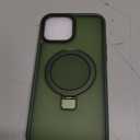 Magnetic for iPhone 13 Pro Max Case with Ring Stand, Slim Translucent Matte Back Shockproof Phone Case for iPhone 13 Pro Max 6.7'', Midnight Green