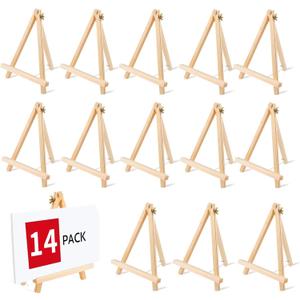 14 Pack 9 Inch Wood Easel, Painting Party Easel, Kids Student Tabletop Easels for Painting, Portable Canvas Photo Picture Sign Holder Tripod Painting Easels for Art & Crafts