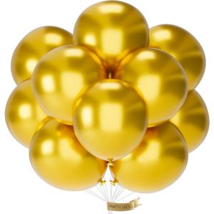 PartyWoo Gold Balloons 20pcs 18 Inch Gold Latex Helium Balloons for Birthday Wedding Anniversary Baby Shower Graduation Bachelorette Retirement Engagement Tea Casino Disco Party Decorations Gold-G101