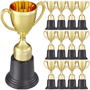 12 Pack 8 Inch Gold Award Trophies, Plastic Gold Award Trophy Bulk, designed for Sports events, Festival Celebrations, Party Games, Class Rewards, and Corporate Activities, for child and adults