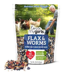 Love My Girls: Chicken Snacks - Flax & Worms - 5lb Bag