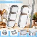 8 Pcs Stainless Steel Snack Containers with Leak Proof Lids, 2/3 Compartments Metal Bento Lunch Box, Reusable Divided Food Storage Container for Adults Home Travel Work (Blue)