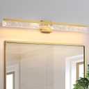 AIJIASI 39-Inch Brushed Gold Vanity Light Fixture, 28W Dimmable LED Modern Light Bar for Bathroom Mirror, Restroom, Bedroom (3000K)