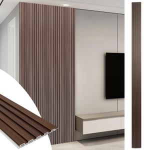 Art3d WPC Slat Wall Panels, 8-Pack 108 x 6 Inch 3D Wall Accents for Interior Wall Decor, Living Room, Bedroom, Walnut