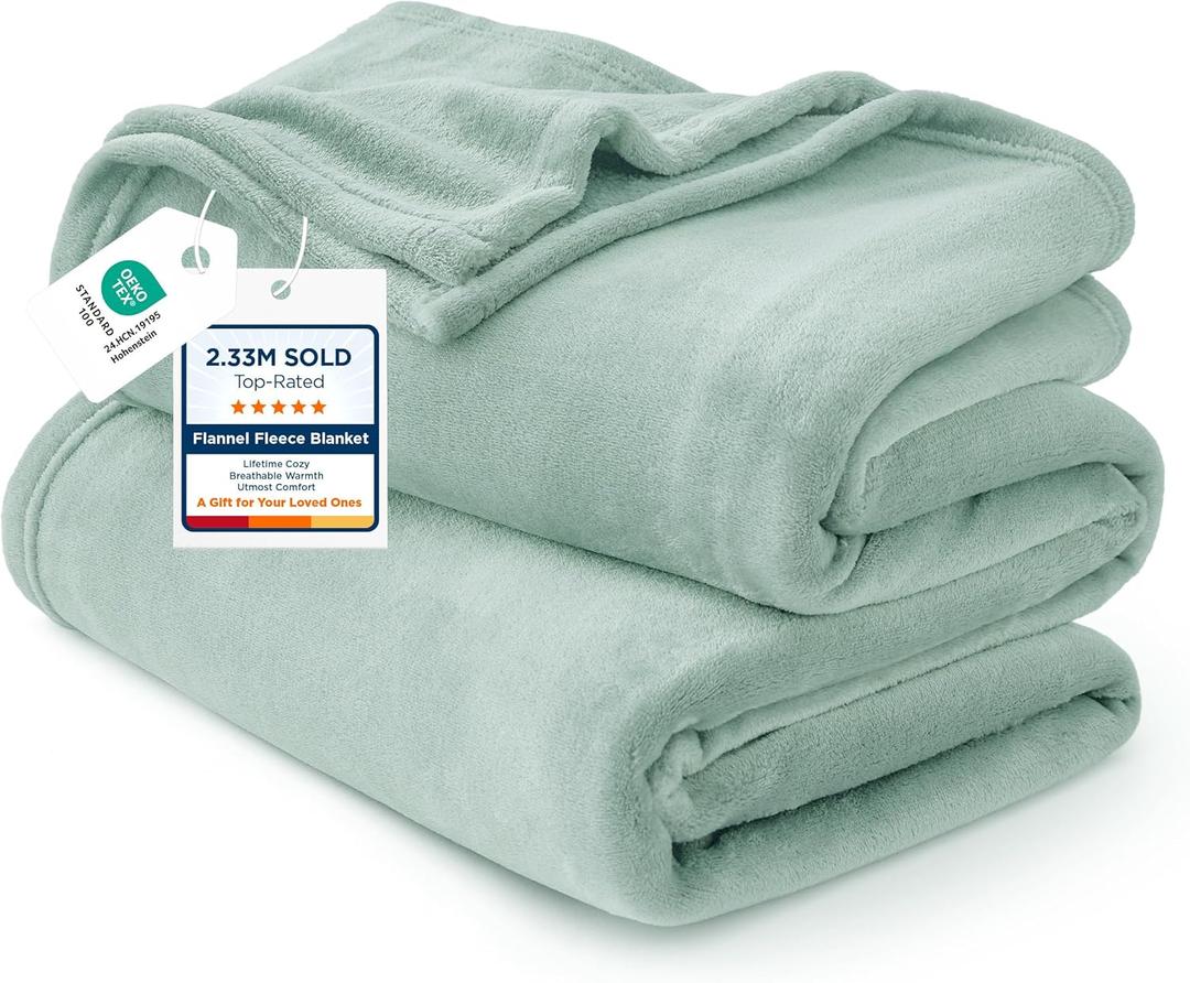 Bedsure GentleSoft Fleece Bed Blankets Full Size Sage Green - Soft Lightweight Plush Fuzzy Cozy Luxury Blanket Microfiber, 84x90 inches