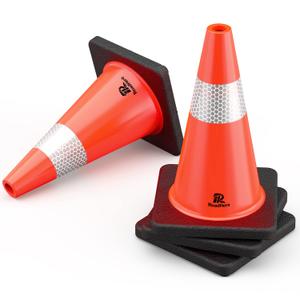 RoadHero Orange Traffic Safety Cones 18 Inch with Weighted Base, 4 Pack