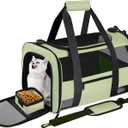Cat Carrier Pet Dog Carriers TSA Airline Approved for Cats Dogs Under 15 lbs, Collapsible Soft Sided Cat Carrier Dog Travel Carriers for Puppy Kitten, Green (17.0"L x 12.0"W x 11.0"H)