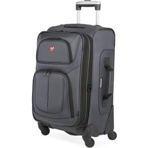 SWISSGEAR Sion Softside Expandable Spinner Luggage Durable Lightweight Travel Suitcase, Dark Grey, Carry-On 21-Inch
