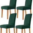 Deisy Dee Velvet Stretch Dining Room Chair Covers - Colorful and Washable Parson Chair Slipcovers - Stretchable Removable Furniture Protectors (4, Kelly)