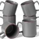 famiware Coffee Mugs Set of 6, Nebula 14oz Coffee Mugs, Ceramic Cup Set with Handle for Latte, Tea, Milk, Cappuccino, Cocoa, Dark Gray