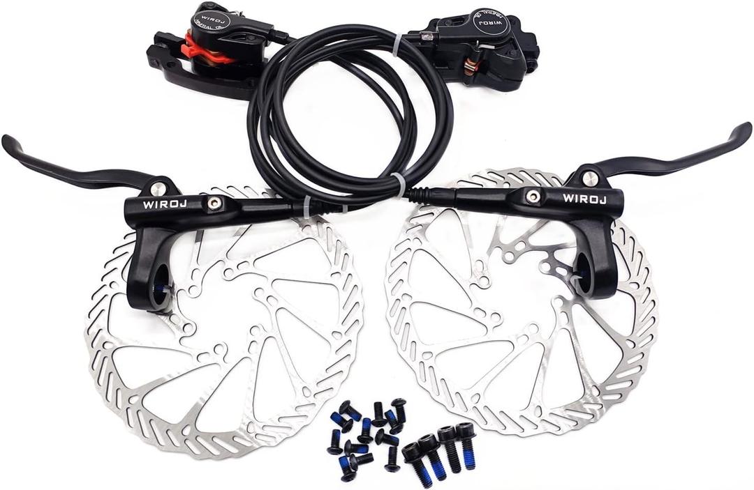 Mountain Bike Hydraulic Disc Brake Set, Front & Rear Disc Brake Kit Fit Bicycle MTB XC Trail, e-Bike, Fat Bike, Upgrade kit for Mechanical Disc Brake (Black - Bike Hydraulic Disc Brake Set)