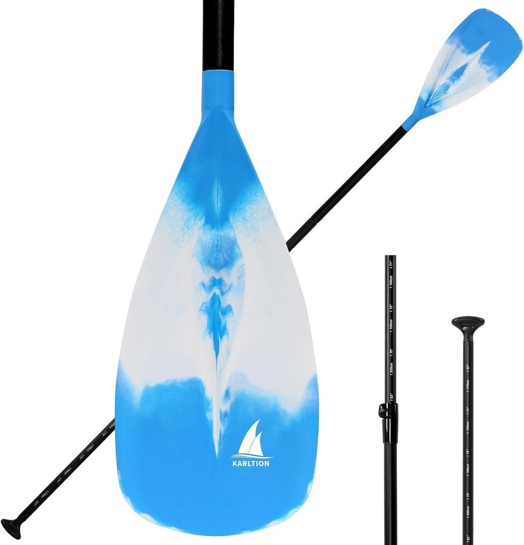 Karltion SUP Paddle - 3-Piece Adjustable Aluminium SUP Paddle with Glass Fiber Blade for Surfing, Floating, Water Sports