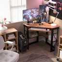VECELO Corner Desk Computer Desk Writing Table with Smooth Keyboard Tray & Storage Shelves,Compact Home Office Triangle Table,Antique Brown, 28" x 41" x 30"