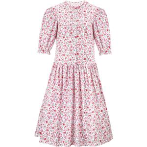 Spadehill Women Halloween Babara Midi Puff Sleeve Dress Button Print Pleated Costume L