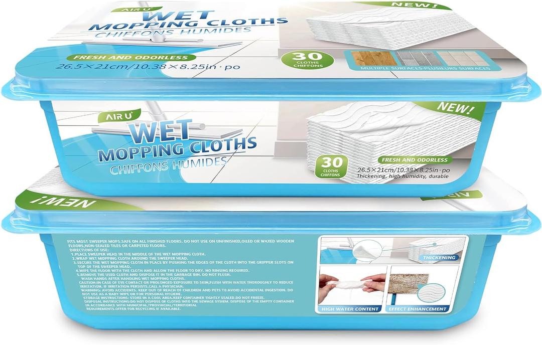 Upgraded Wet Mop Refills for Swiffer Sweeper Wet Pads, 60 Count