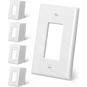 CML Oversized Decorator Wall Plate, 40 Pack Jumbo Electrical Outlet Receptacle Covers, 1-Gang Large White Switch Plates, Over-Size 3.5” x 5.5”, Impact Resistant, ETL Listed