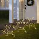 Christmas Pathway Lights Outdoor, 3 Reindeer Christmas Outdoor Decorations Pre-lit with 150 Warm White Lights and 8 Lighting Modes