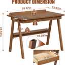 Solid Wood Desk with Drawers & Storage Shelf - 40 x 24 Inch Mid Century Modern Desks, Vintage Writing Desk with Deeper Desktop&Hooks, Home Office Computer Desks for Bedroom & Home-Walnut Color, 39.4 in W x 23.6 in D